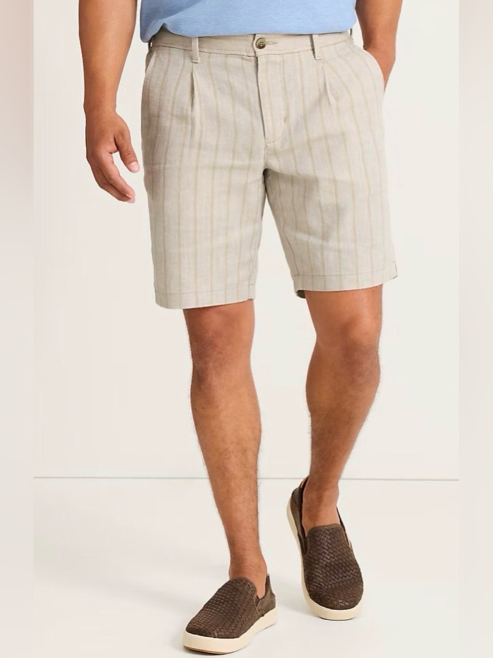 Tommy Bahama Isla Shores Stripe Linen Blend 9 Inch Shorts Men’s Large Brand New